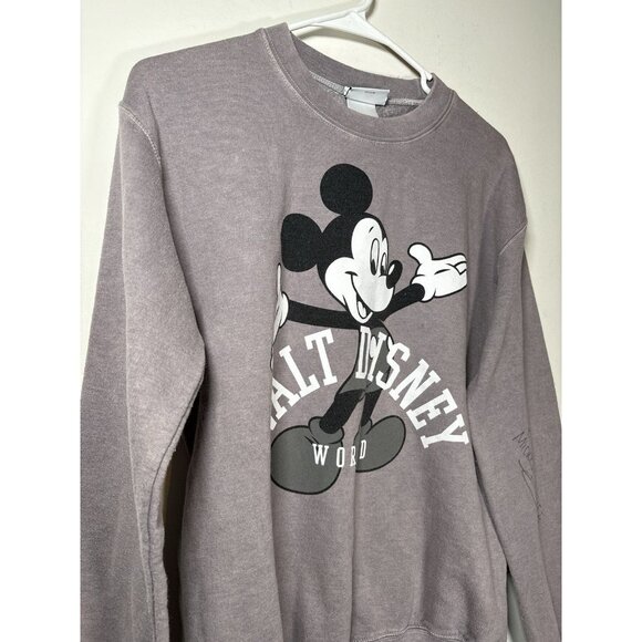 WALT DISNEY WORLD Vintage Crewneck Sweatshirt Autograph Mickey Mouse Grey Small - Picture 2 of 9